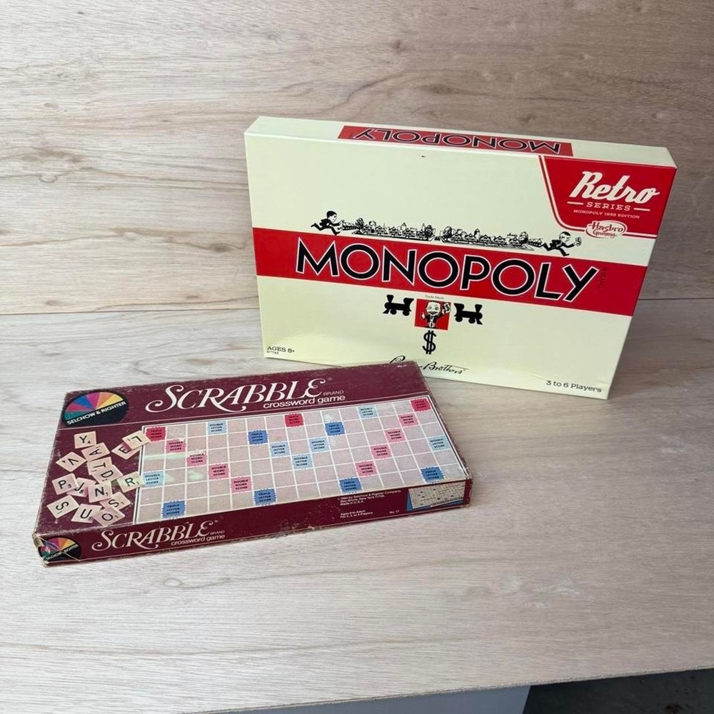 Retro Monopoly and Scrabble (1982) Board Games